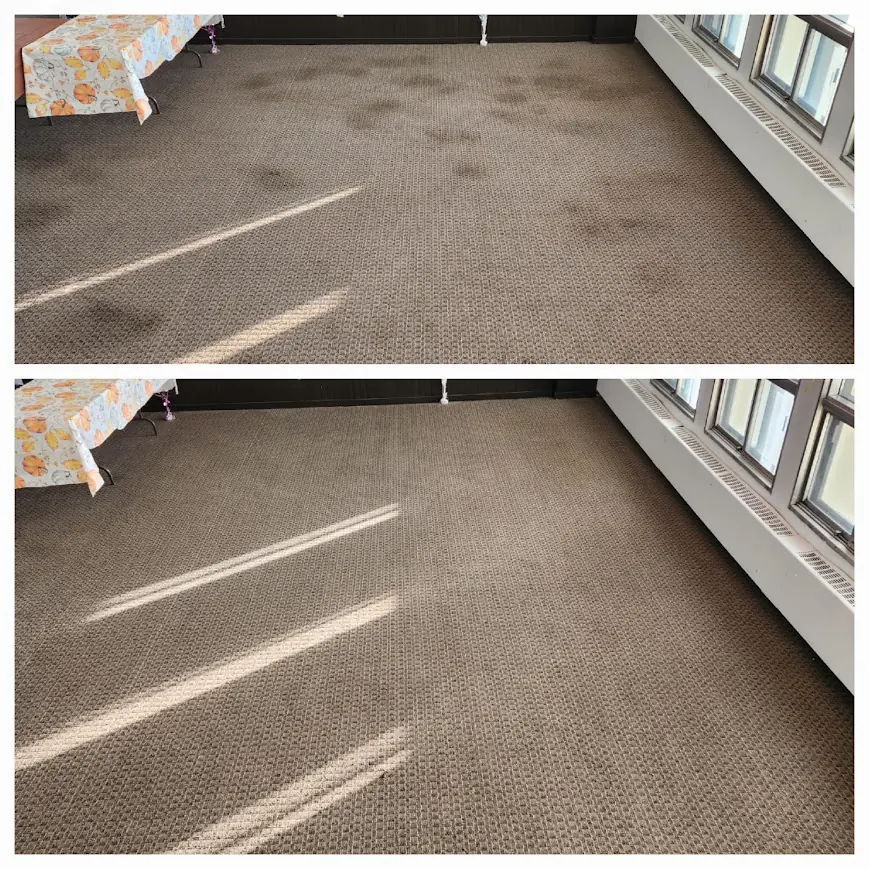 Before and after of a carpet cleaning result